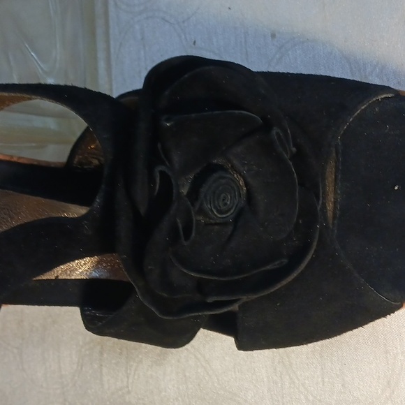 1940 1950 Style Suede Peep Toe Platform Sandals - Picture 3 of 10